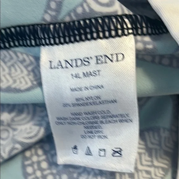 Lands' End Blue Swim Set top size 14 long mastectomy swim skirt swim bottom 14 - Picture 7 of 8